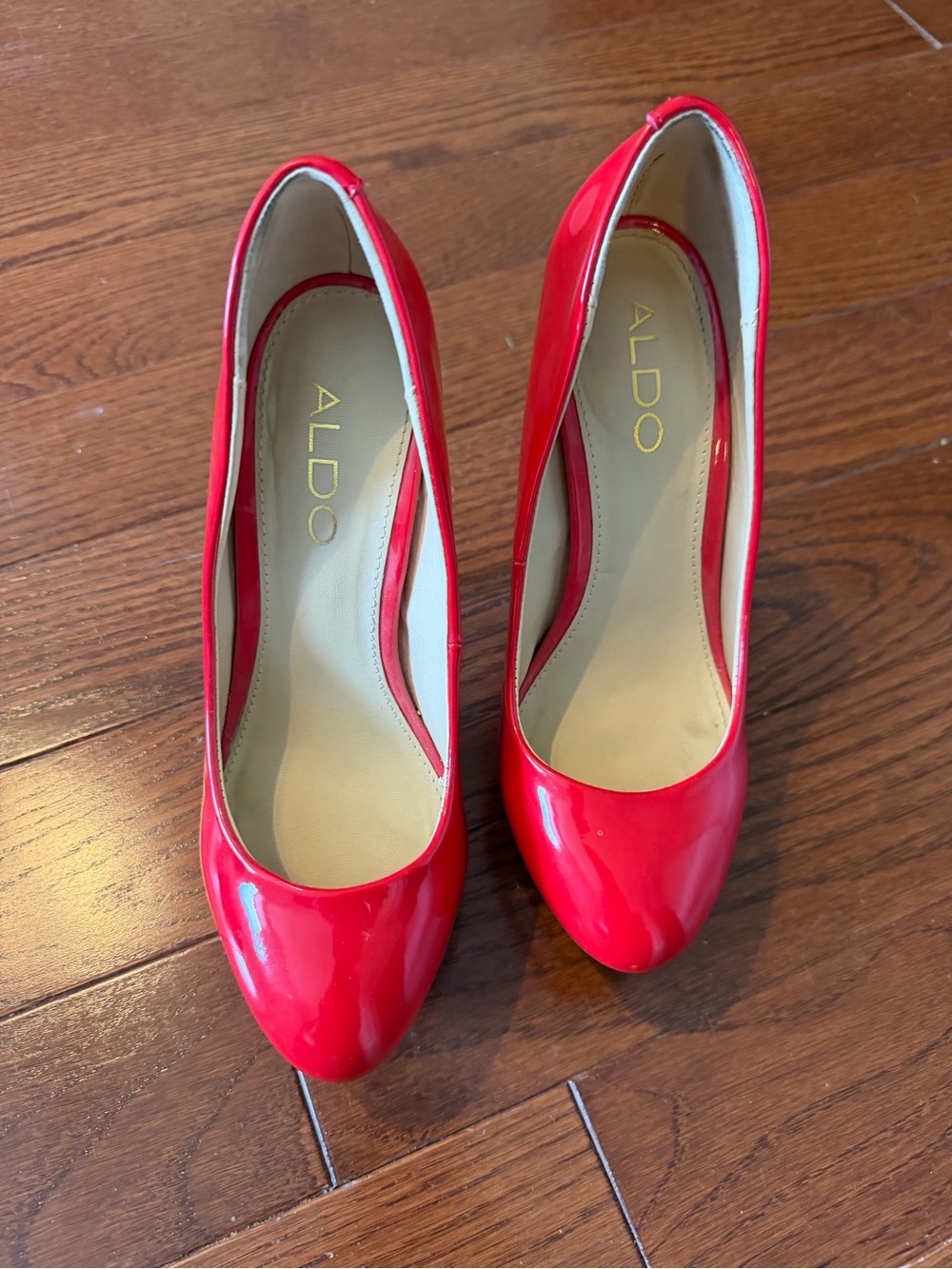 ALDO Women's Red Patent Round-Toe Pumps. Size 6. Worn Once. 4” Heel.